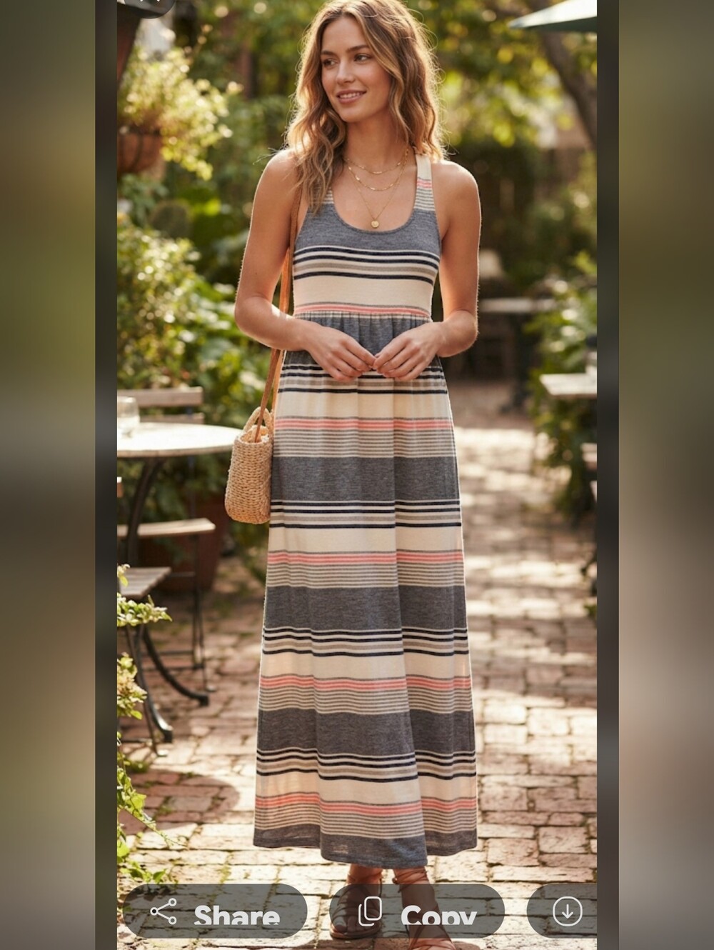 MARINE LAYER racerback knit maxi dress Pink Grey Striped Size M